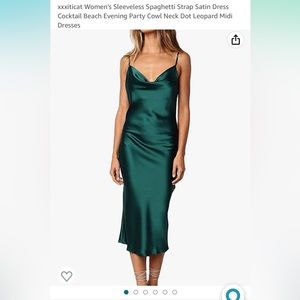 xxxiticat size XS midi green satin cowl neck dress
